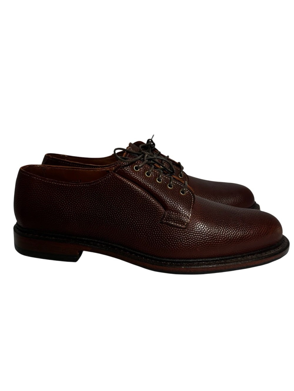 ALLEN EDMONDS Men’s Wine Brown Leather Gridiron Oxford Pebbled Shoes- Size 11